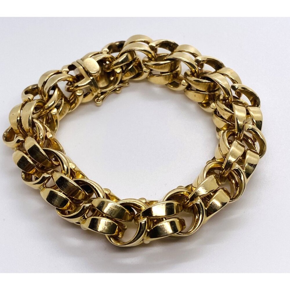 Tiffany & Co Double Link 14K 585 Yellow Gold Bracelet 8" Heavy